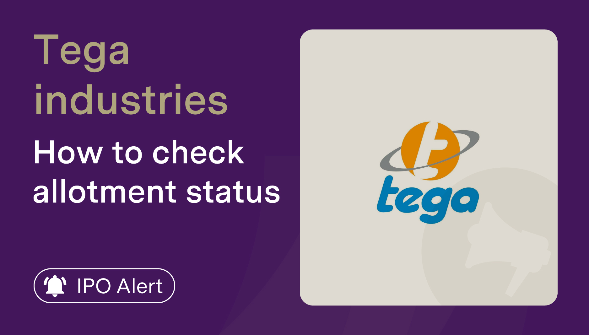 Tega Industries IPO Allotment Status Online