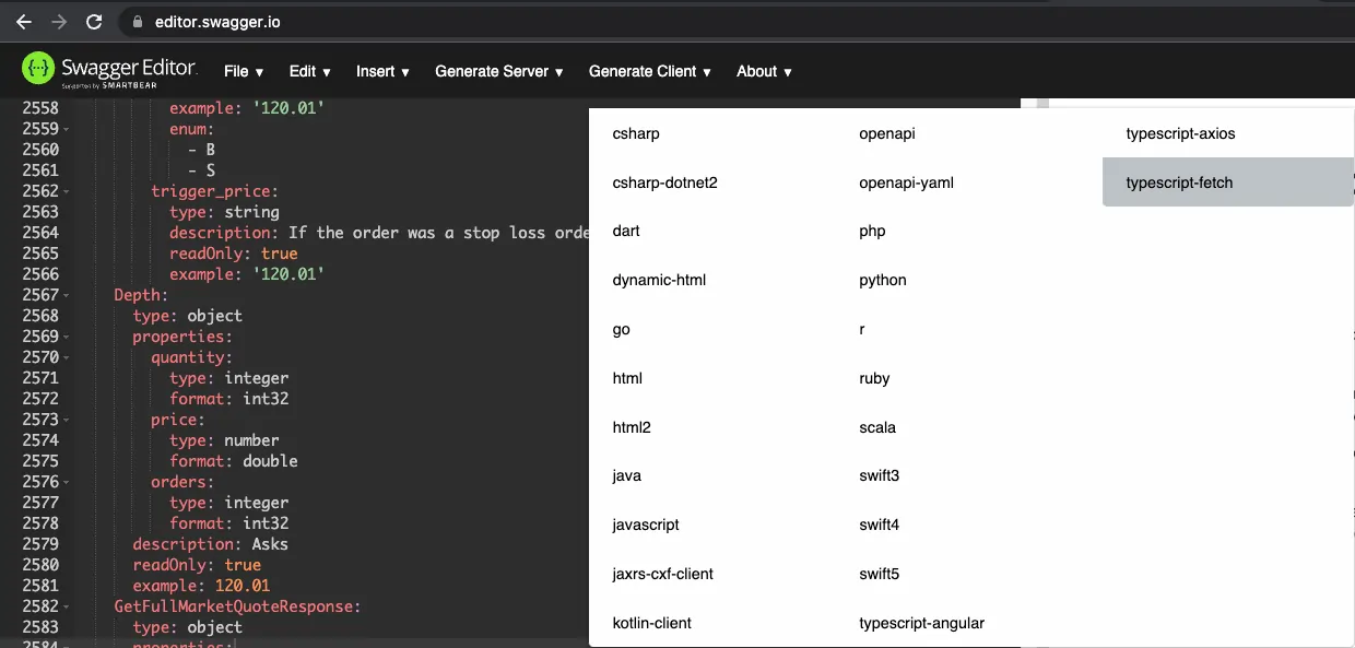 Swagger import file